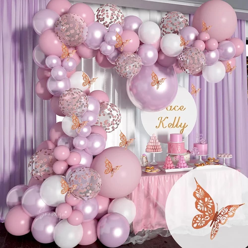 Kit 134 peças Balões 5" 10" 12" 18" Roxo rosa fosco Balão Para Festas e Aniversários alta qualidade