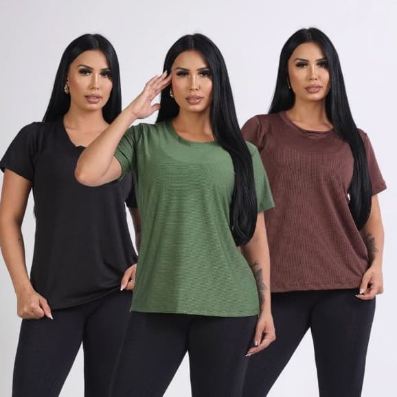 Kit 3 Camiseta Dray Fit furadinho Anti Odor e Anti Suor treino academia