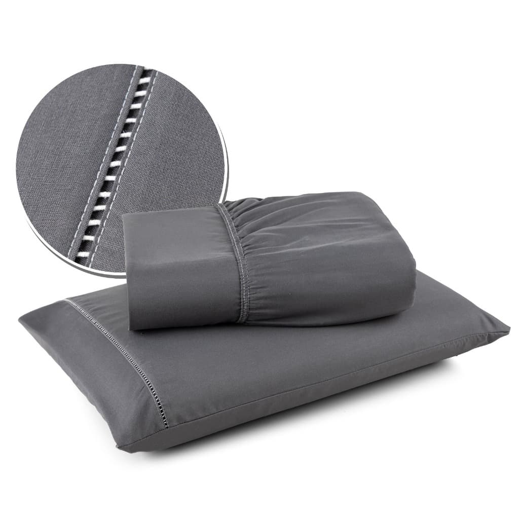 Lençol e Fronha Micropercal Ponto Palito Para Colchão Solteiro - Cores Váriadas