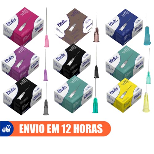 Agulha Hipodérmica Descartável Todos Tamanhos 100un Medix