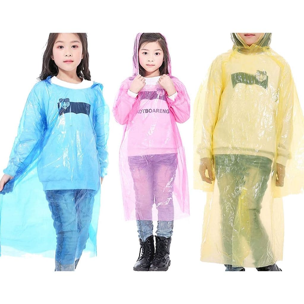 Capa Chuva Infantil Descartável Juvenil Capuz Unissex Portátil