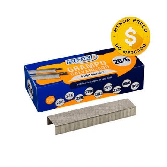 Grampo 26/6 Galvanizado C/ 5000 Und Brw