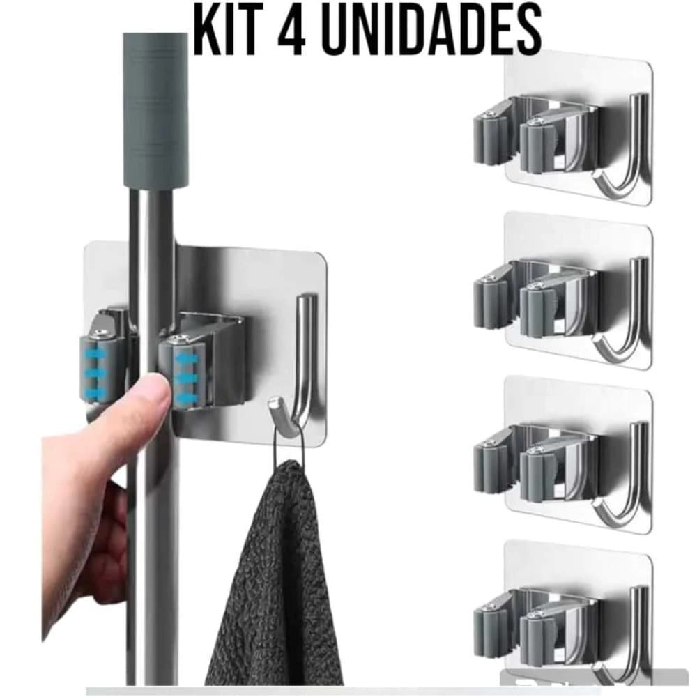 Kit 4 Suporte Metal Gancho Para Pendurar Vassoura Rodo Utensílios Organizador Parede