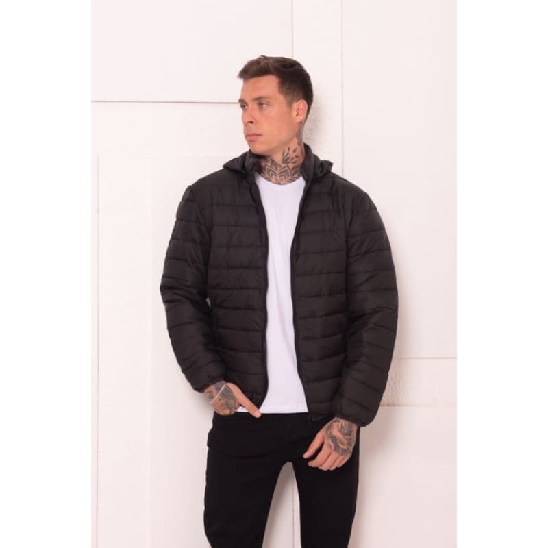 Jaqueta  Bobojaco Puffer Capuz Removível Bolsos Internos Impermeável