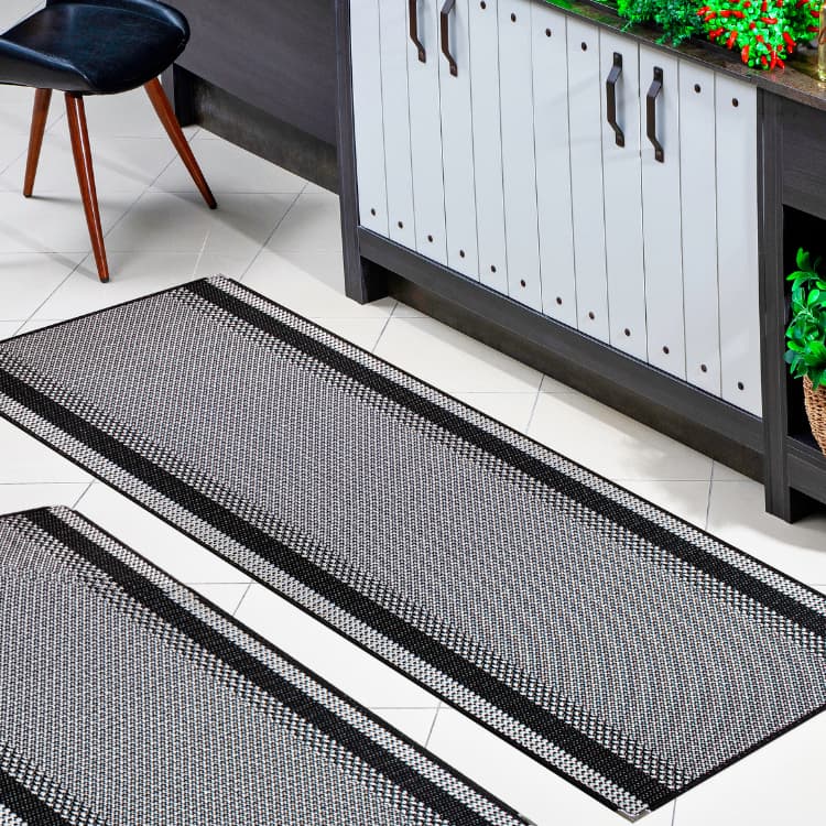 2 Pçs Passadeira 2,30x66 + Capacho 80x50 Sisal Antiderrapante Ponteiras nas Laterais Lancer