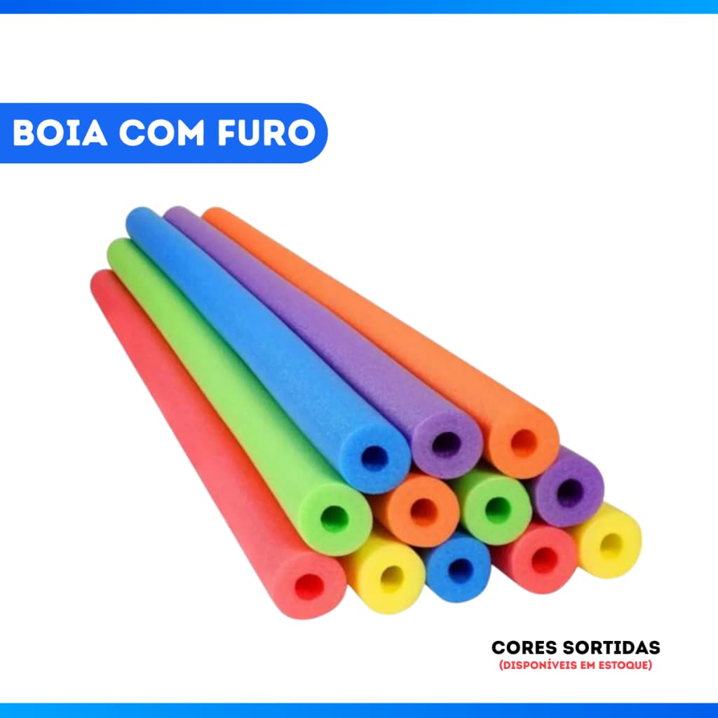 Kit Com 1, 2, 3, 4, 5 ou 6 Boias Espaguetes Macarrão P/ Piscina Cores Sortidas C/Furo