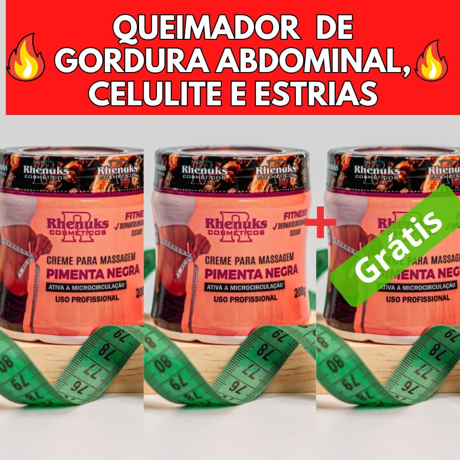 Kit 3 Gel Creme Massageador Pimenta Negra Rhenuks