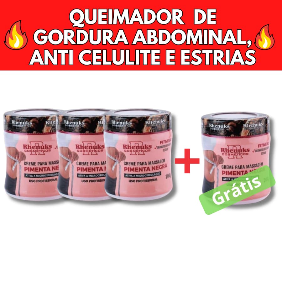 Kit 4 Gel Creme Massageador Pimenta Negra Rhenuks