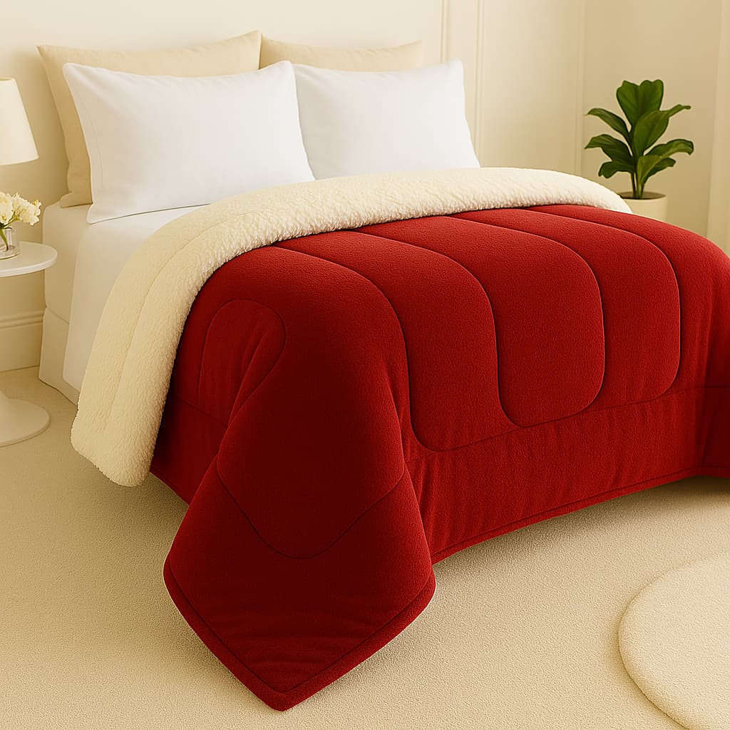 Coberdrom Edredom Pele De Carneiro Casal Queen Sherpa Dupla-Face Varias Cores