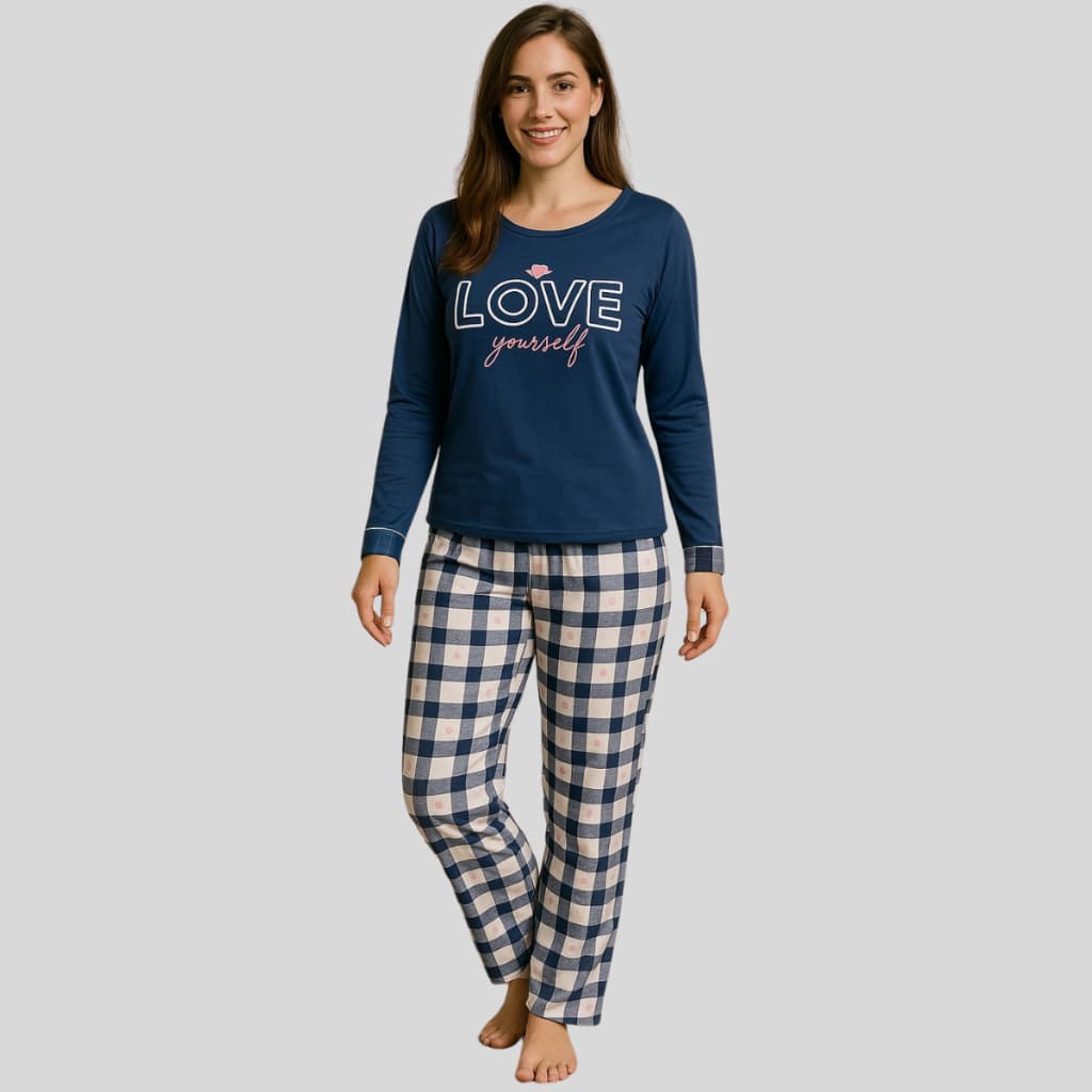 Pijama Feminino Longo Adulto Manga Comprida Baby Doll De Inverno Frio