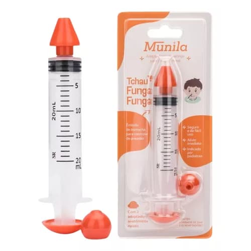 Seringa Lavagem Nasal 2 Adaptador Bebê Infantil  laranja 20ml Munila 1und