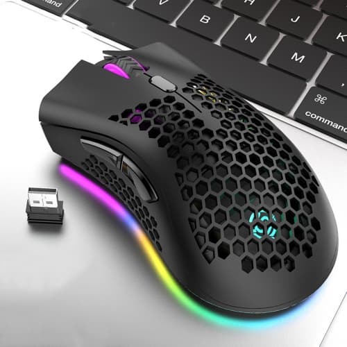 Mouse Gamer Sem Fio BM600  Recarregável 2.4G USB Colmeia Ultraleve Para PC Notebook - Preto