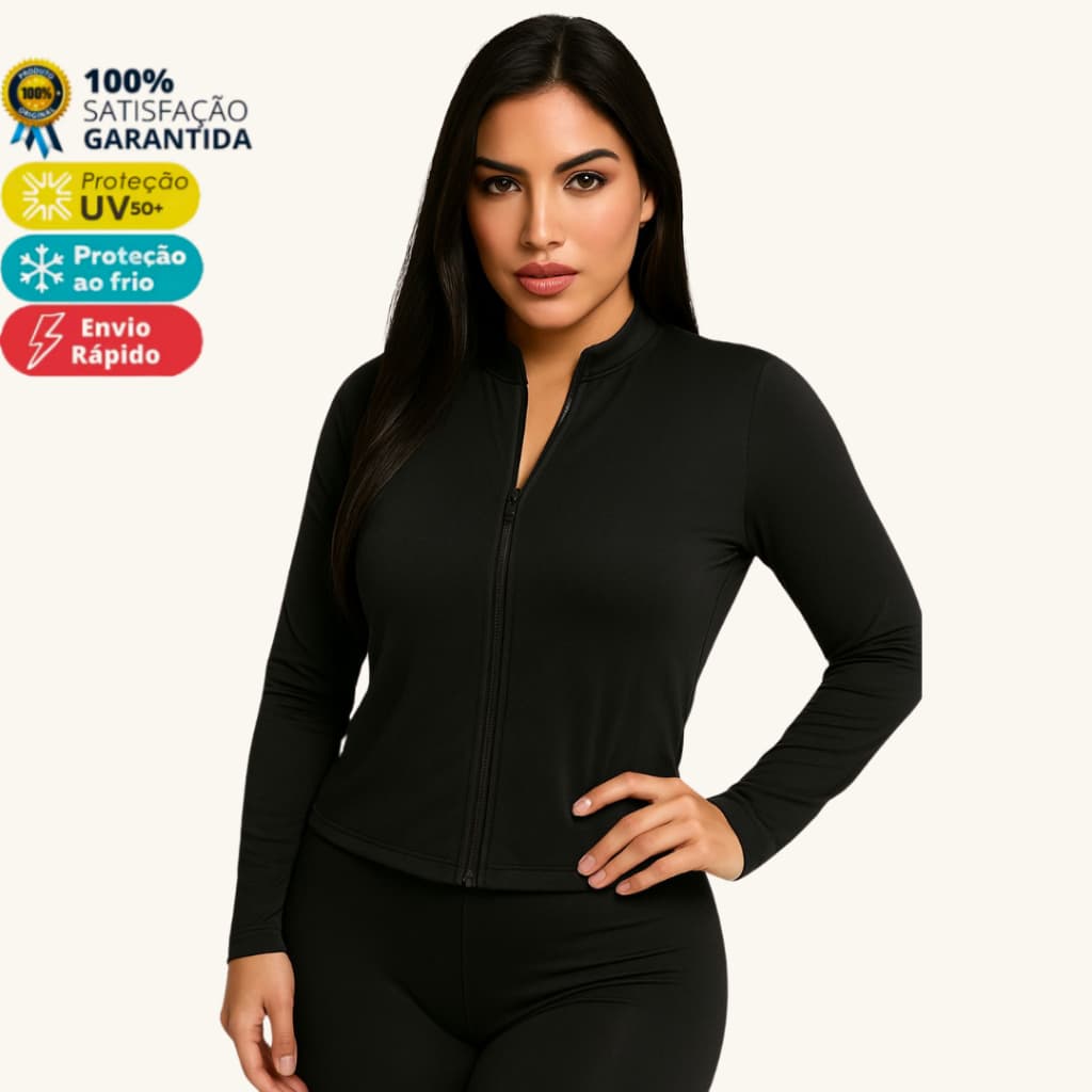 Casaco Dryfit Casaquinho Proteção Solar Zíper Slim Blusa Térmica Treino Academia Feminina
