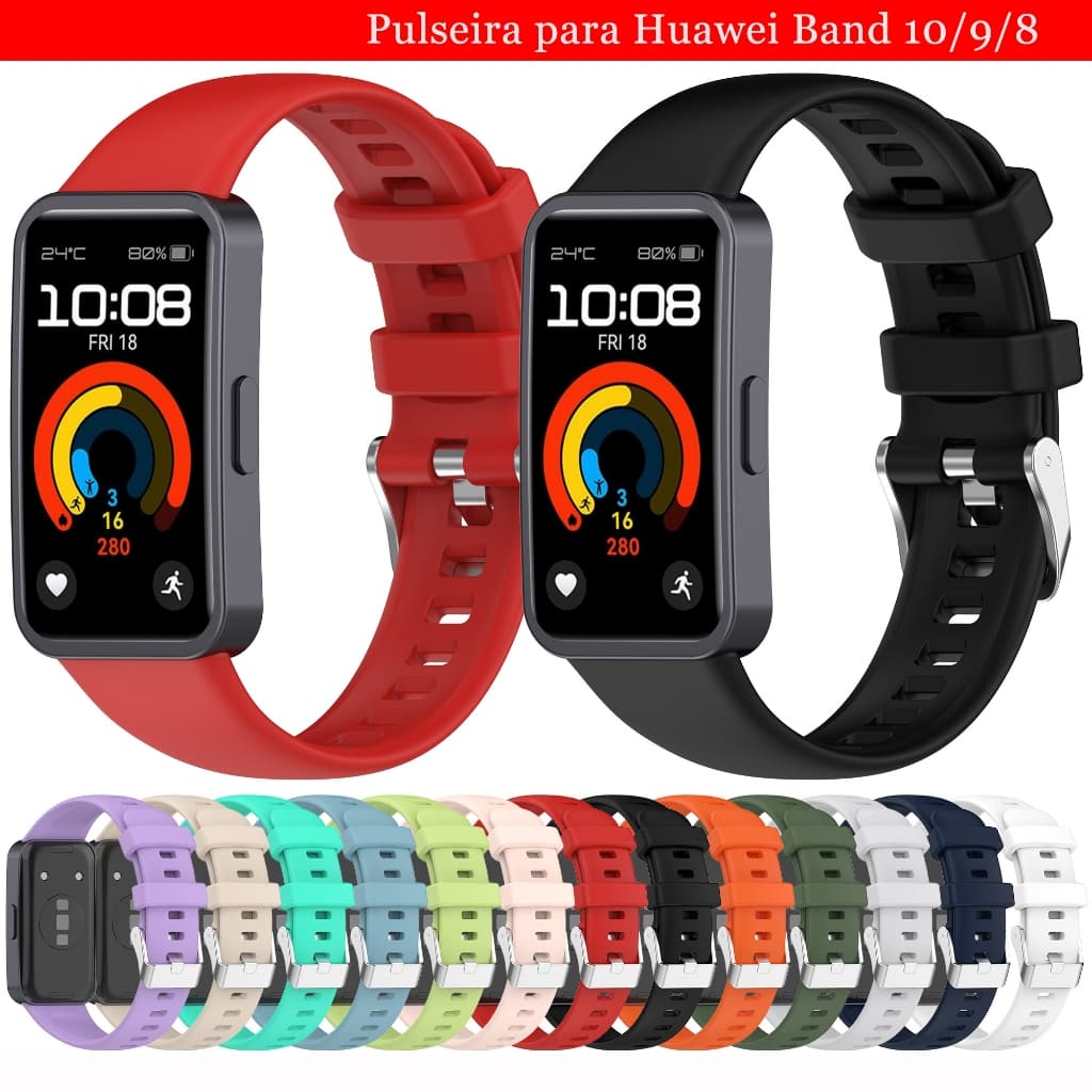 Pulseira para Smartwatch Huawei Watch Band 10 9 8 Silicone Metal