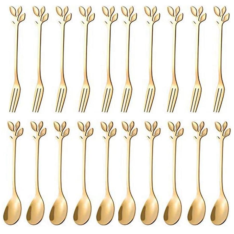 Kit jogo 10 Peças Conjunto De Colher garfo Criativo De Aço Inoxidável Talheres De Ouro Para Café