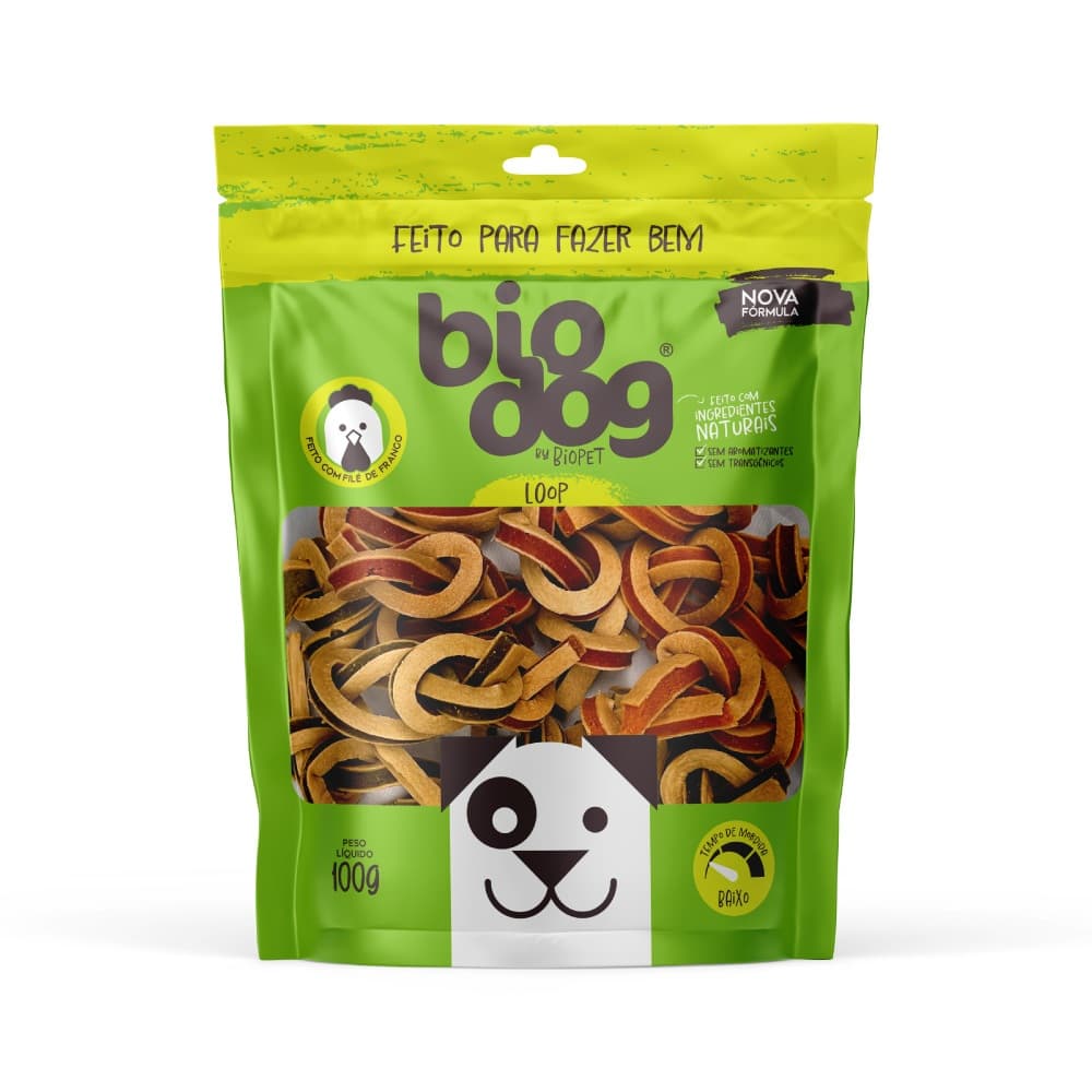 Petisco Biodog Gourmet Loop 100g – Carne de Frango Natural para Cães de Todos os Portes