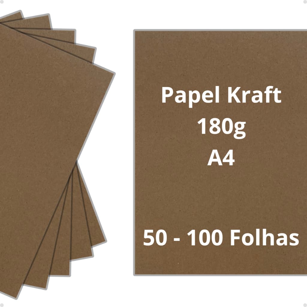 Papel Kraft a partir de 50 Folhas 180g A4 Artesanato Papelaria Premium craft papel grosso marron
