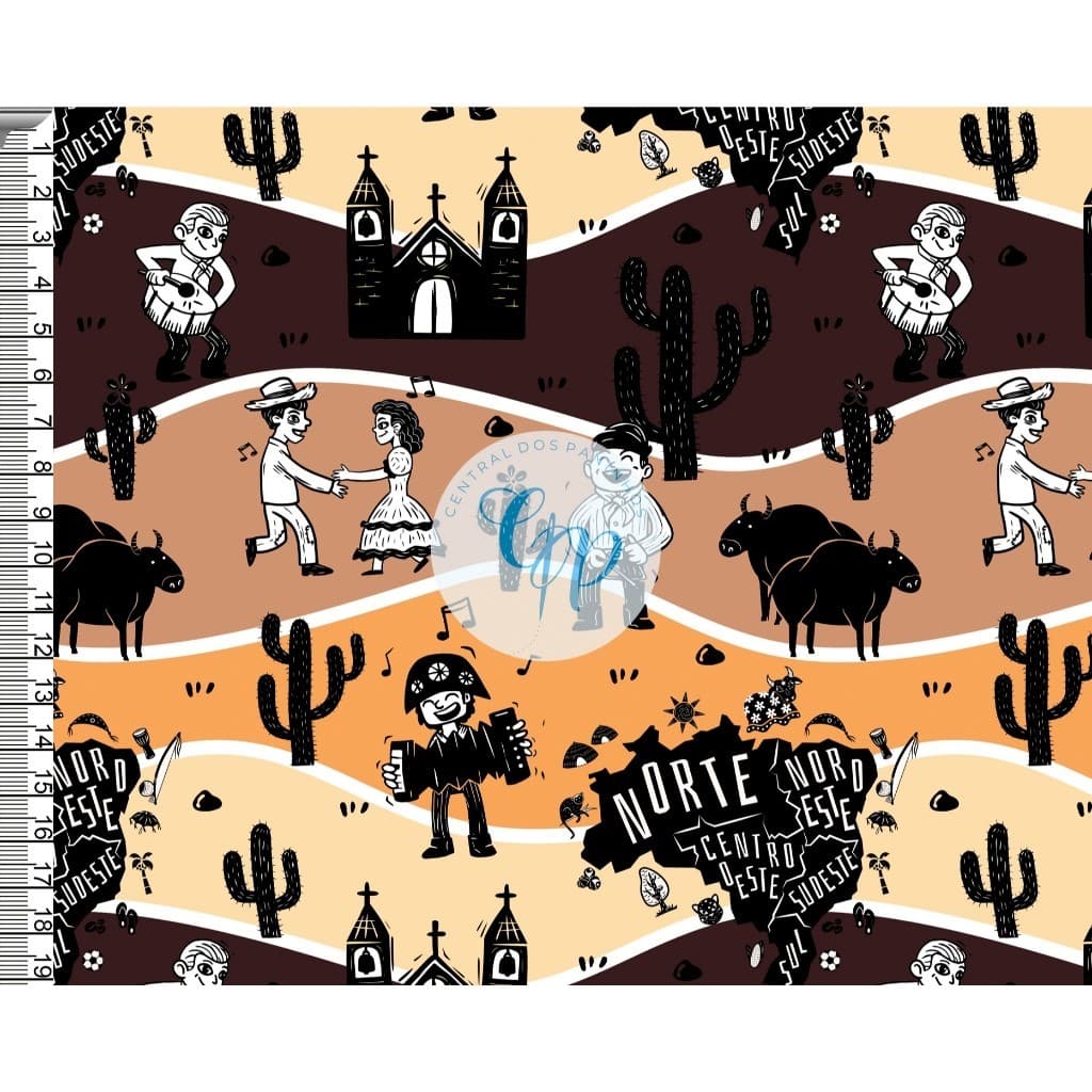 Tecido tricoline, microfibra ou gabardine - Coleção Cordel  - 0,50CM