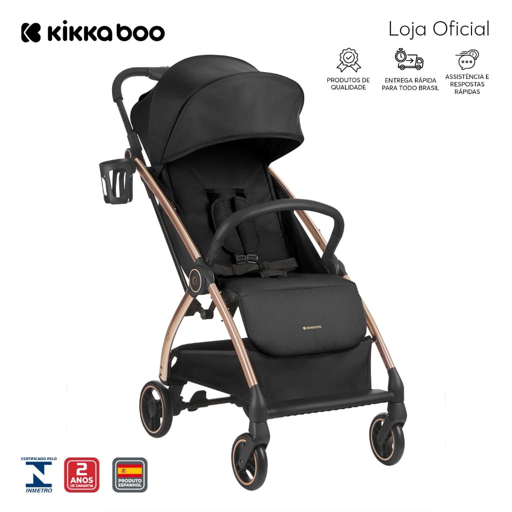 Carrinho de Bebe Passeio Portátil Joy Preto Kikkaboo