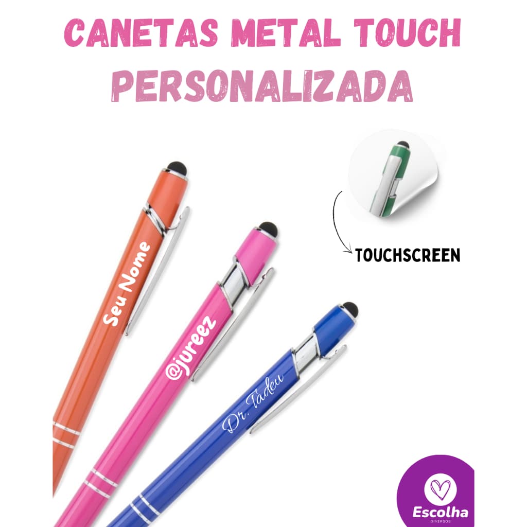 Caneta Metal Touch PERSONALIZADA c/ Nome, Logo ou Frase - ENVIO IMEDIATO