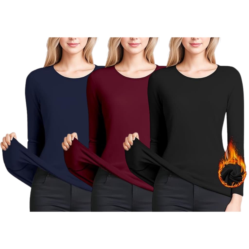 Kit 3 Blusa Térmica Manga Longa Feminina Peluciada Inverno Quentinha