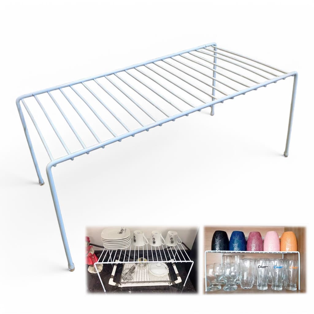 Organizador Armário Cozinha Prateleira 40 cm "Grande" Preto, Branco e Cobre