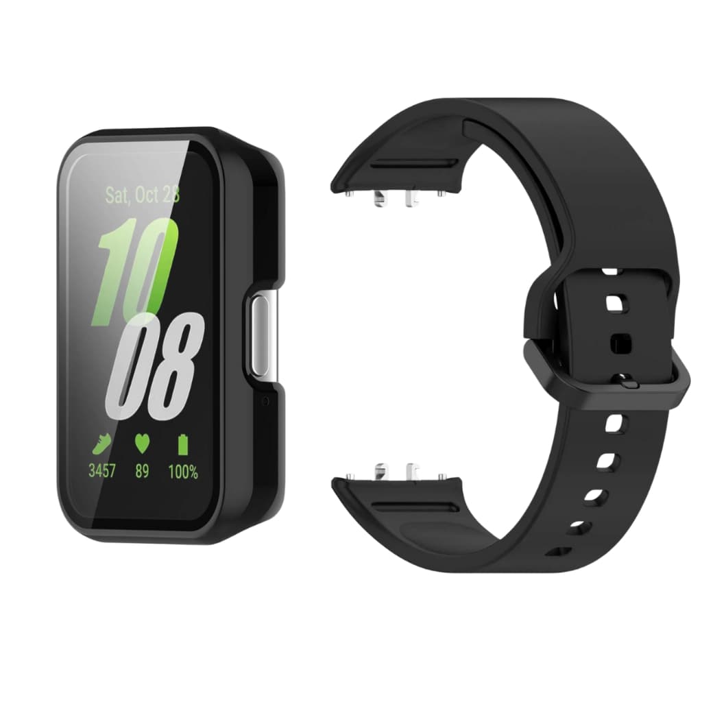 Kit capa bumper com película de vidro + pulseira de silicone para Relógio Samsung Galaxy Fit3 Smartwatch fit 3