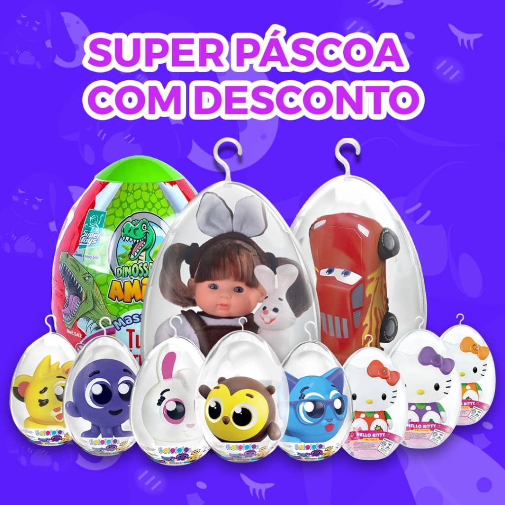 Ovos de Páscoa Acrilico com bonecos e legos Presente Ideal Hello kitty Bolofofos carros Dinosauros
