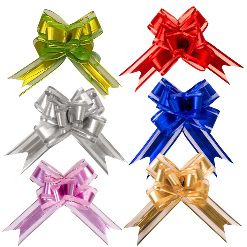 LAÇO FÁCIL PARA PRESENTE EXTRA GRANDE - 50MM 10 UNI - METALIZADO COM BORDA ORGANZA