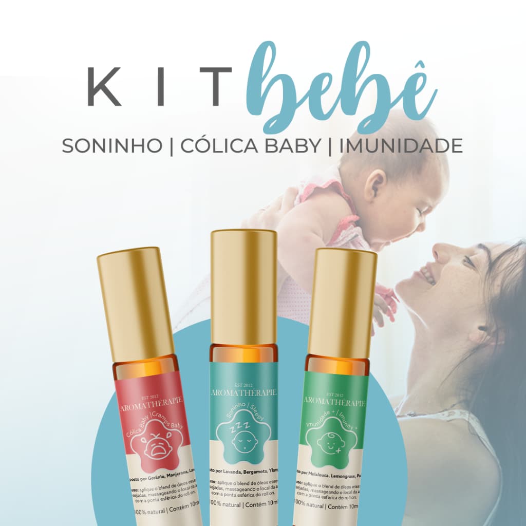 Kit 3 Aromaterapia Bebê Natural Blend Óleos Essenciais Aromathérapie