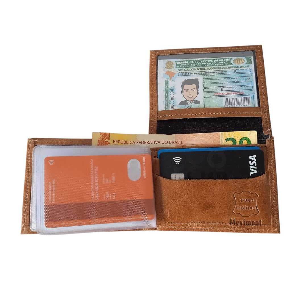 Carteira Em L Couro Legítimo Porta Cartões ,Notas somente CNH Fotos Reais