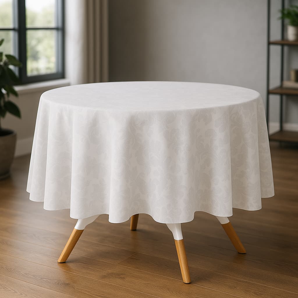 Lançamento Toalha de Mesa Branca Redonda Jacquard de Alta Qualidade Original Promoção
