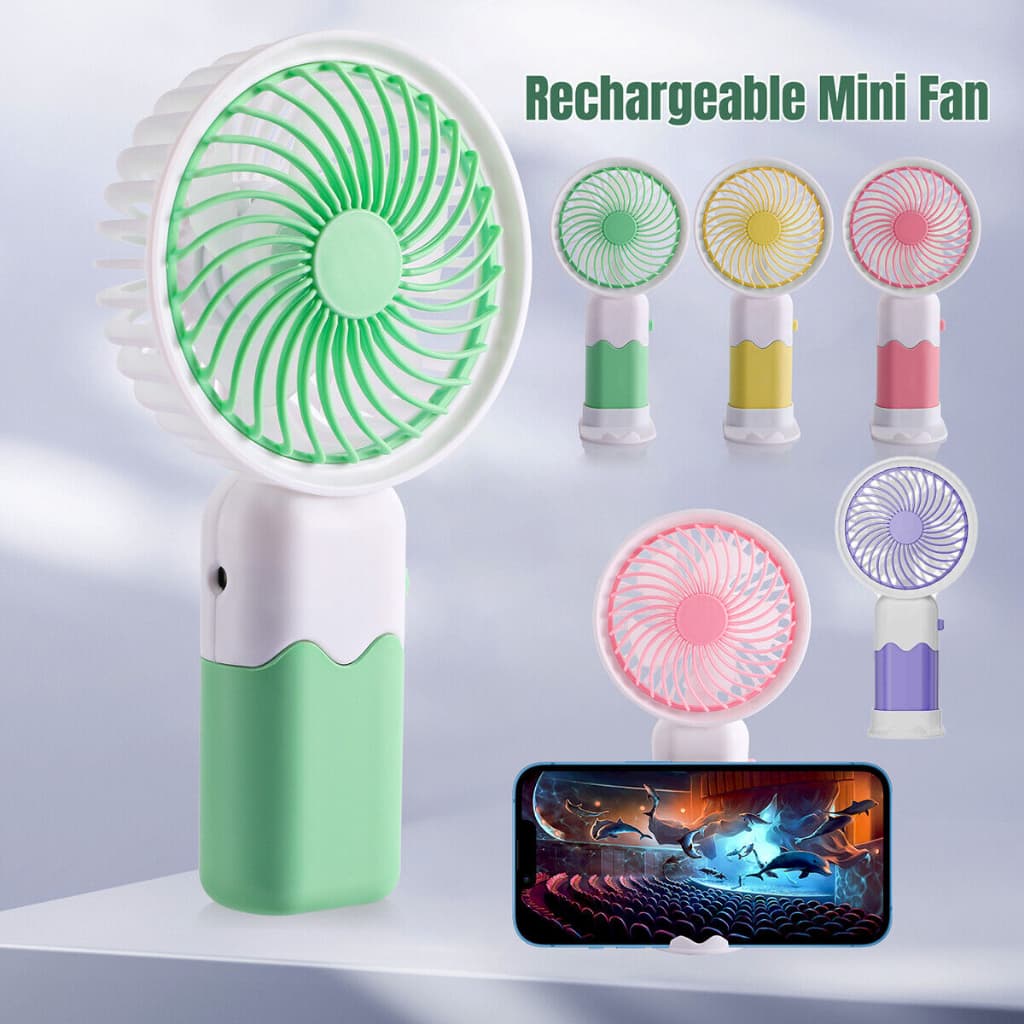 Mini Ventilador Portátil Frutas Recarregável de Mão e mesa USB
