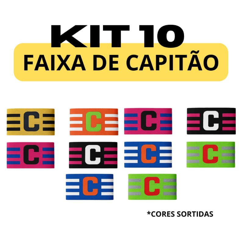 Kit com 10 Faixas Braçadeira de Capitão Time de Futebol Esporte Varias cores