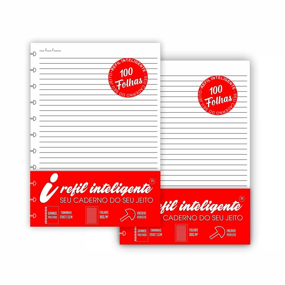 Kit Refil Caderno Inteligente com 200 Folhas Pautadas 90g