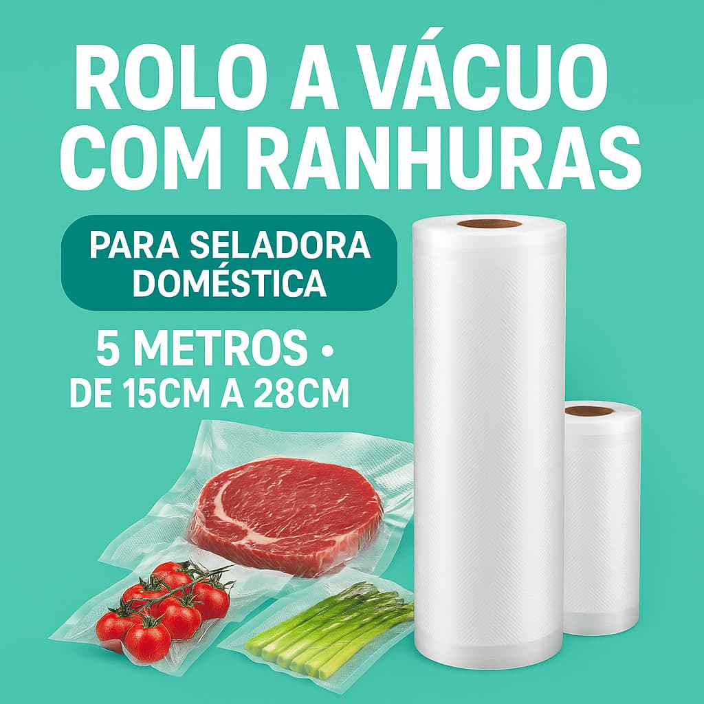 1 Rolo Gofrado Embalagem a Vácuo Para Seladora Doméstica Freezer Alimentos Texturizado 5 Metros