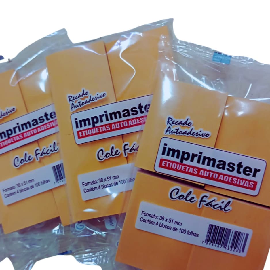 40 Blocos Recados Cole Fácil 38x50mm  Laranja Claro 100 folhas cada