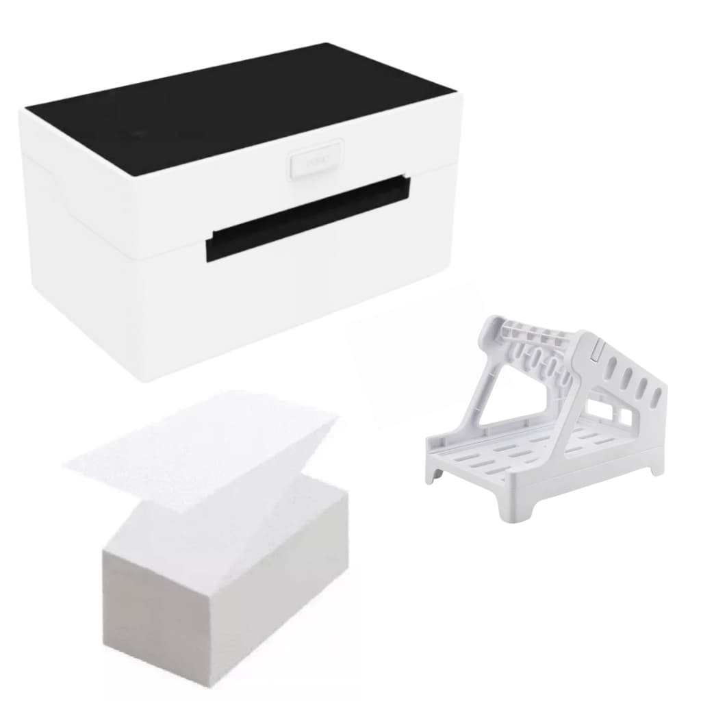 Impressora de Etiqueta de Envio Térmica + Suporte de Etiquetas + 500 Etiquetas 10x15