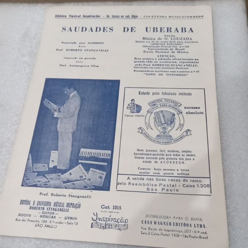 MÉTODO PARA ACORDEON -PARTITURA ROBERTO STANGANELLI (SAUDADE DE UBERABA)