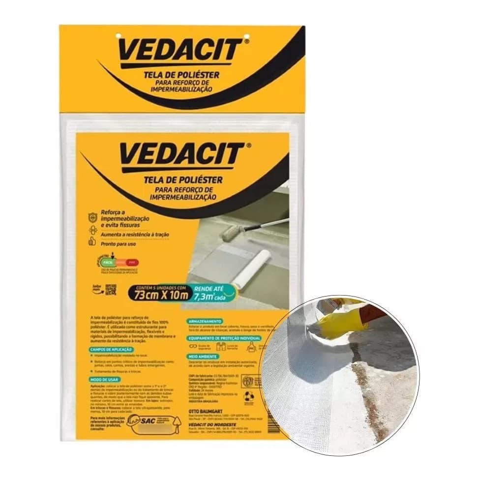 Tela De Poliéster Estruturante Vedatex 73cm X 10 M Vedacit