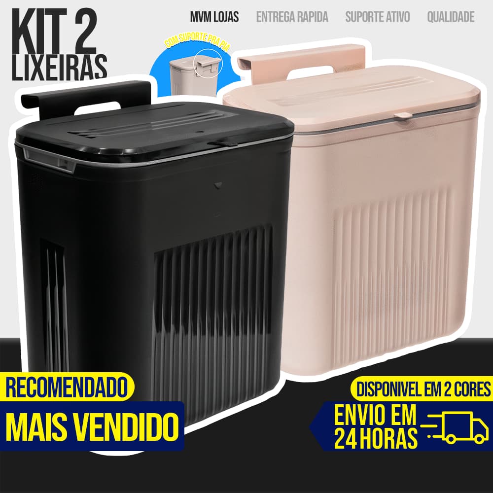 Lixeira Cesto de Lixo 09 Litros Automática Suspensa Rose Preta Banheiro Cozinha Escritório Quarto