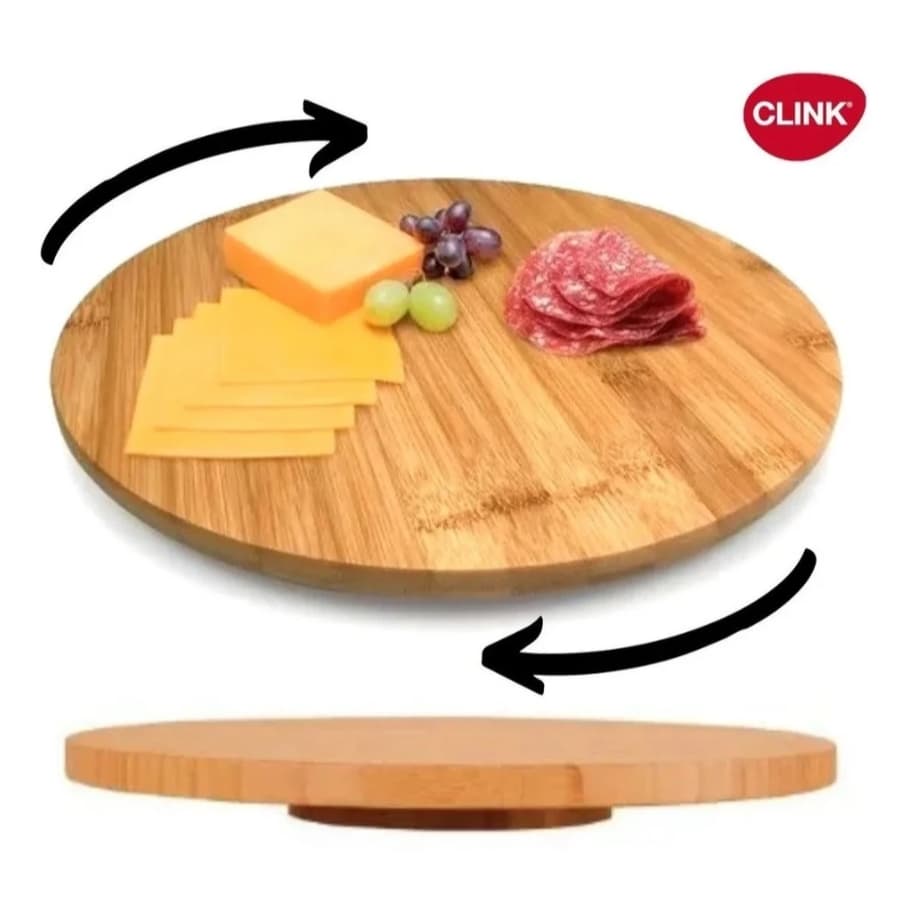 Tabua De Bambu Com Base Giratória Centro De Mesa Para Petiscos 32cm ou 38cm