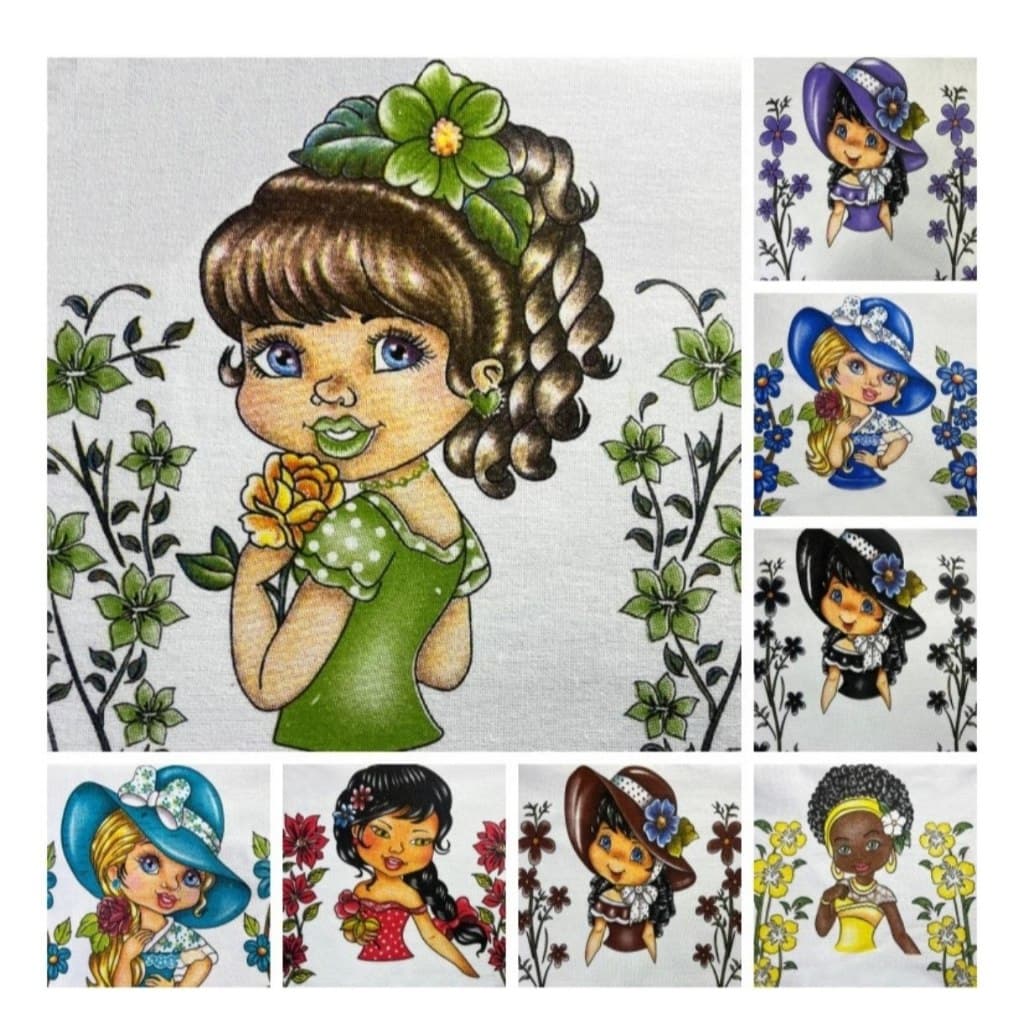 Kit 10 Panos de Prato BONEQUINHAS 45 x 70 Cm 100% Algodão Premium Decoração Artesanato