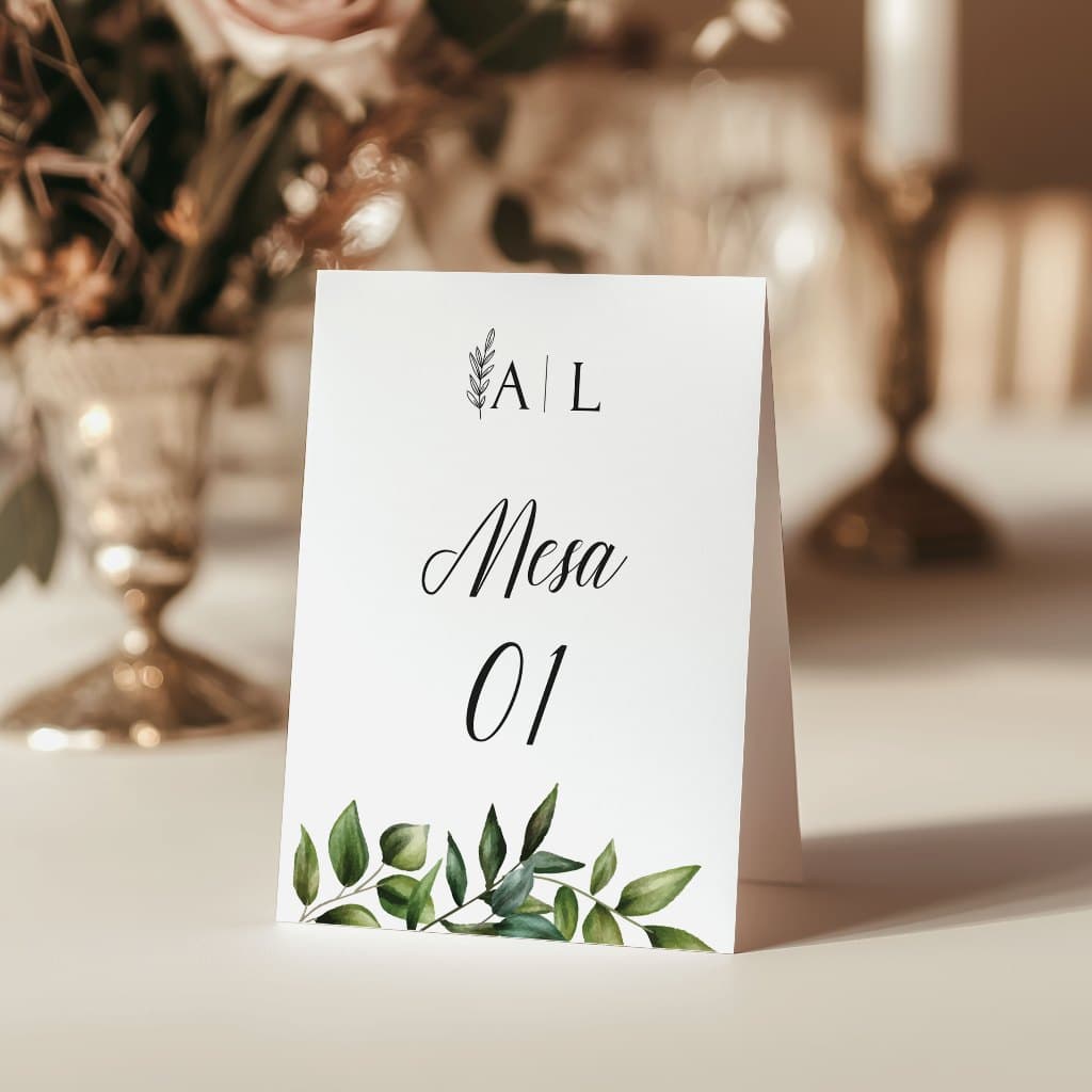 Placa números de mesa casamento