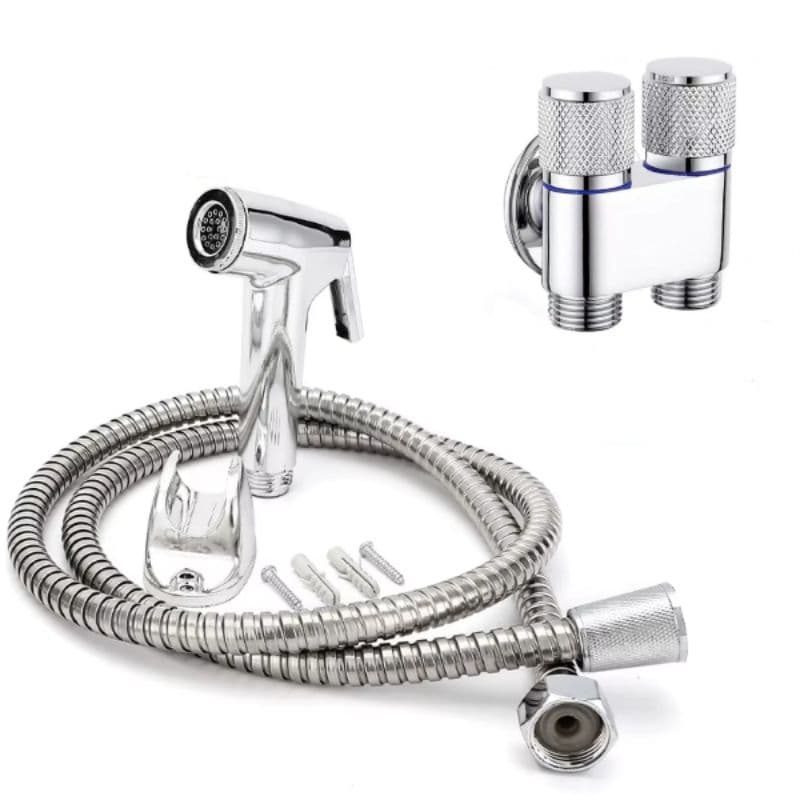 Ducha Higiênica Chuveirinho Com Registro Duplo Moderno 100% Em metal Kit Completo7894