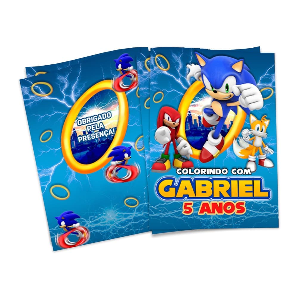 Livro para Colorir Sonic (14x10cm) - Lembrancinha de Aniversário Personalizada