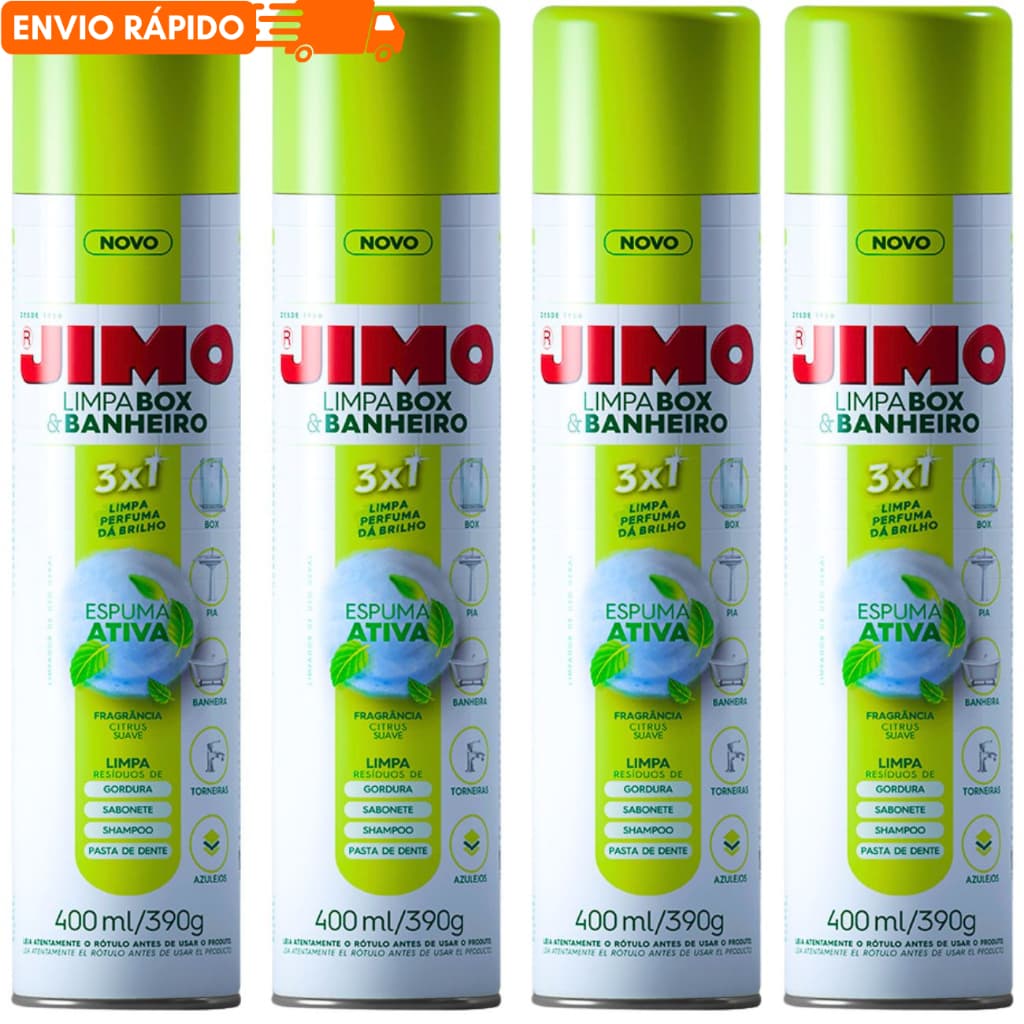 Limpa BOX e BANHEIRO Spray JIMO 400ml Limpeza Profunda