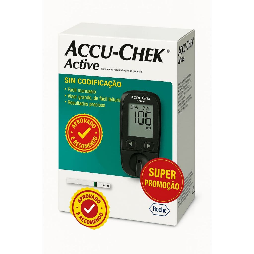 Medidor de Glicose Accu-Check Active completo c/10