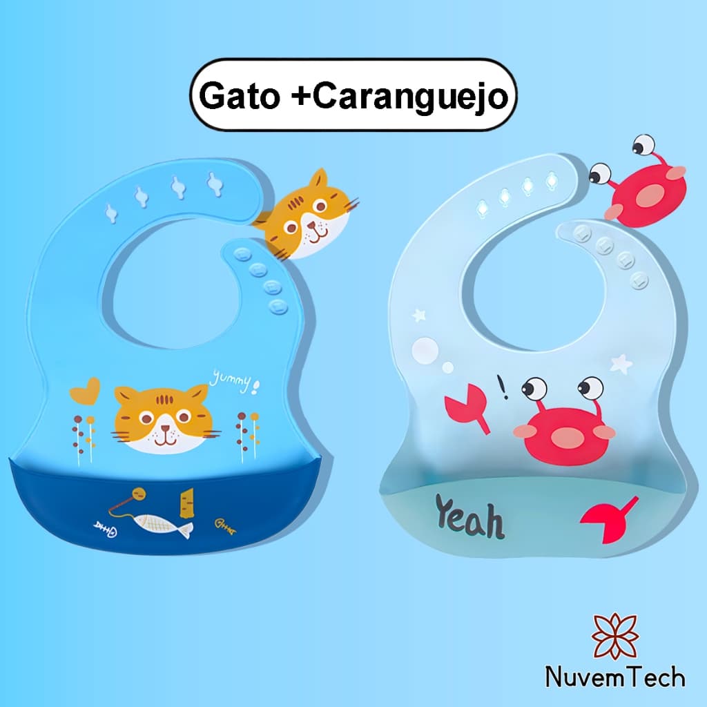 Babador De Silicone Para Bebê Babeiro Alimentação Menina Menino Impermeável Pega Migalhas Infantil Criança