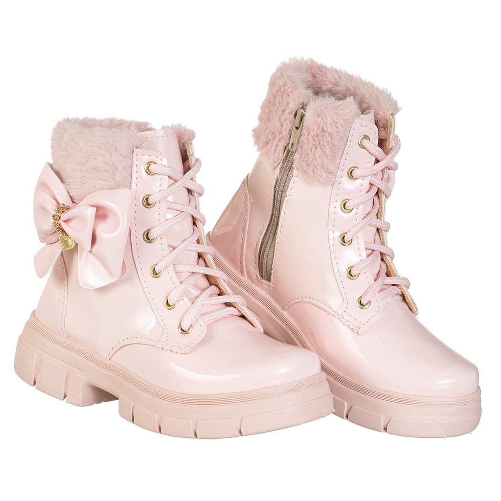 Coturno Bota Infantil menina Montaria Tratorada Festa Laço Pelúcia Inverno frio Confortável Antiderrapante Leve Promoção